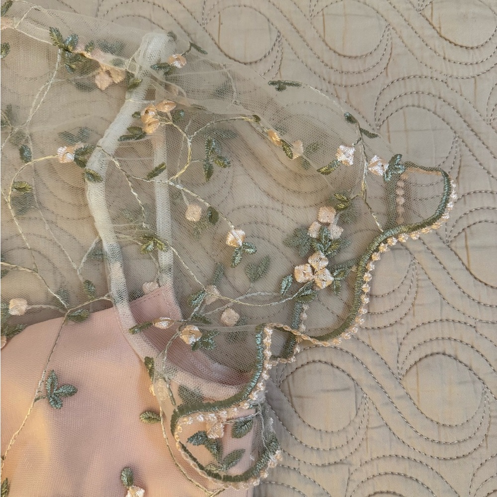 Floral Embroidered Peach Dress - Picture 8 of 11